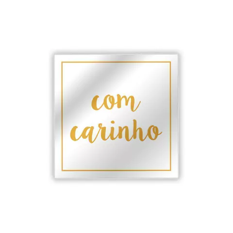ETIQUETA DECORATIVA QUADRADA CARBER COM CARINHO COM 100 UNIDADES