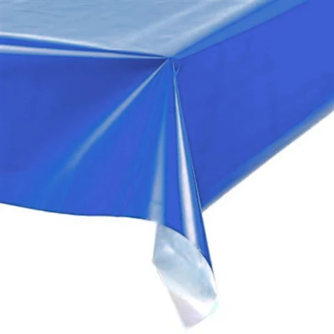 TOALHA PLÁSTICA DE MESA PEROLIZADA AZUL ESCURO 78CM X 78CM COM 4 UNIDADES