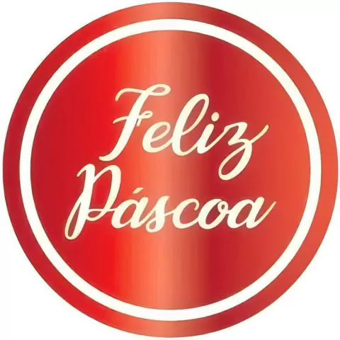 ETIQUETA DECORATIVA REDODA CARBER FELIZ PÁSCOA VERMELHO COM 100 UNIDADES