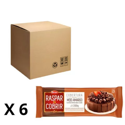 COBERTURA HARALD RASPAR E COBRIR MEIO AMARGO BARRA 2,100KG CAIXA COM 6 UNIDADES