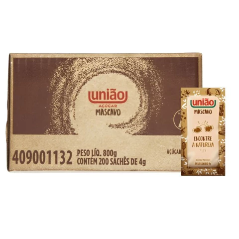 AÇUCAR SACHE UNIÃO MASCAVO COM 200 UNIDADES