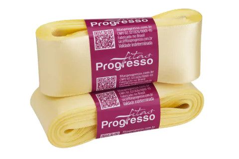 FITA DE CETIM PROGRESSO AMARELO BEBÊ 38MM X 10 METROS na internet