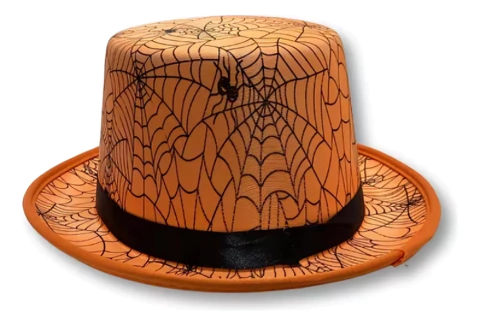 CARTOLA HALLOWEEN LARANJA COM TEIA DE ARANHA - comprar online