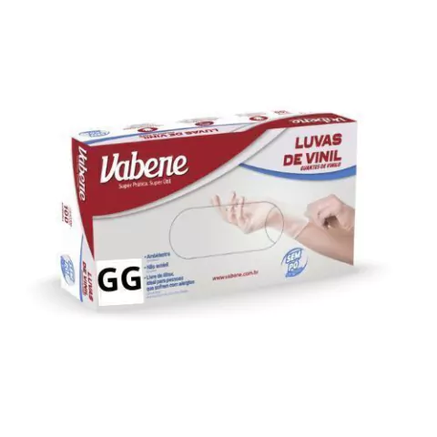 LUVA DE VINIL GG VABENE SEM PÓ COM 100 UNIDADES