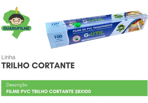 FILME PVC GUARU COM TRILHO CORTANTE 28CM X 100M