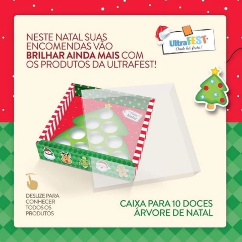 CAIXA ARVORE DE NATAL PARA 10 DOCINHOS