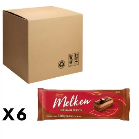 CHOCOLATE HARALD MELKEN AO LEITE BARRA 2,100KG CAIXA COM 6 UNIDADES