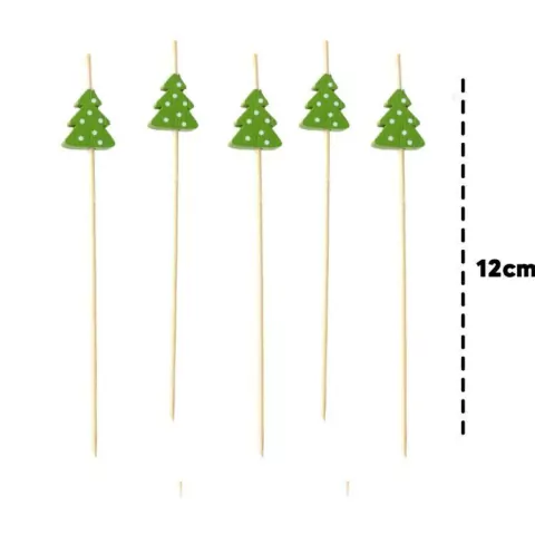 PALITO DECORATIVO ARVORE VERDE 12CM COM 12 UNIDADES