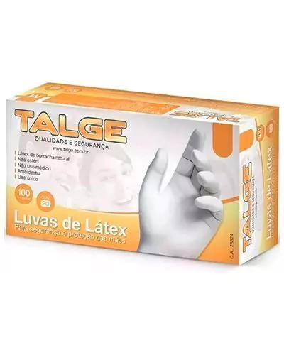 LUVA TALGE LATEX G COM PÓ COM 100 UNIDADES