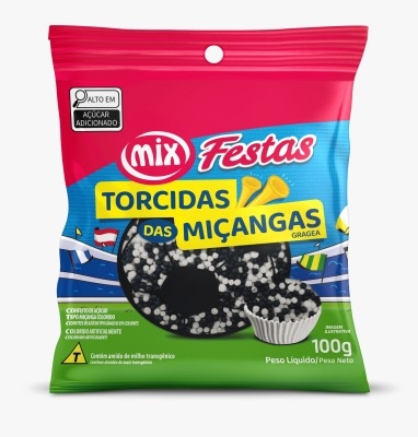 CONFEITO MIÇANGA MIX BRANCA E PRETA 100GR