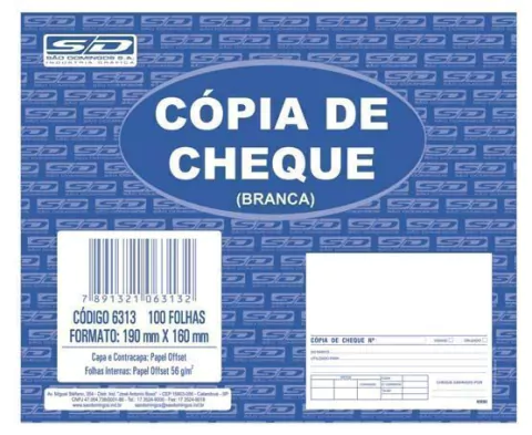 CÓPIA DE CHEQUE S.D COM 100 FOLHAS