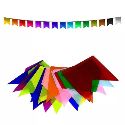 BANDEIRINHA DE PAPEL SEDA PARA FESTA JUNINA 10 METROS