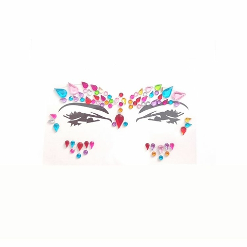 ADESIVO FACIAL STRASS COLORIDO CARNAVAL COM 1 UNIDADE