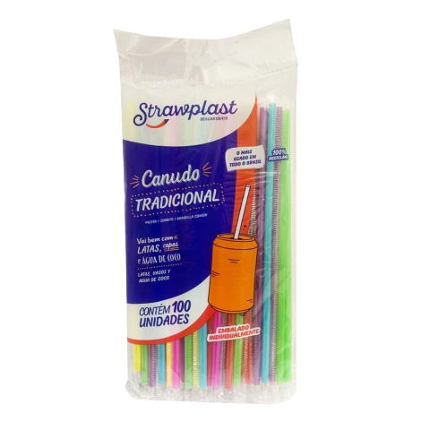 CANUDO STRAWPLAST TRADICIONAL COLORIDO SACHE 5MM 21CM COM 100 UNIDADES na internet