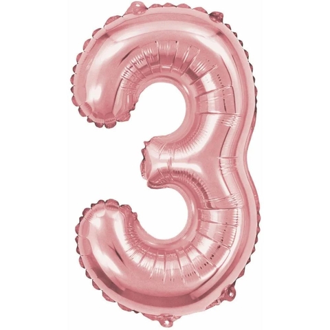 BALÃO METALIZADO BR NUMERO 3 ROSE GOLD 100CM