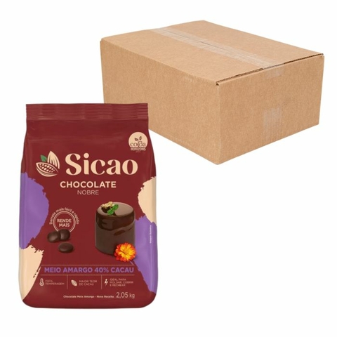 CHOCOLATE SICAO GOLD MEIO AMARGO GOTAS 2,050 KG CAIXA COM 8 UNIDADES