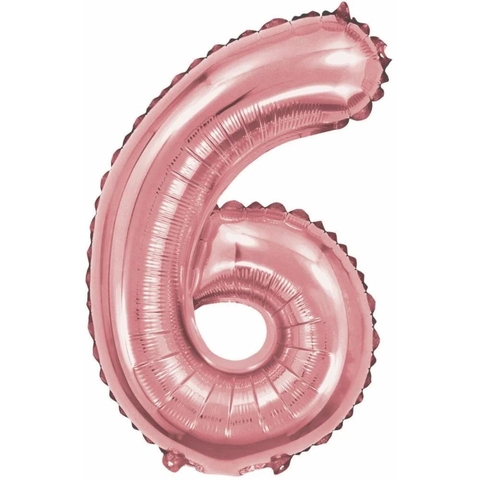 BALÃO METALIZADO BR NUMERO 6 ROSE GOLD 40CM