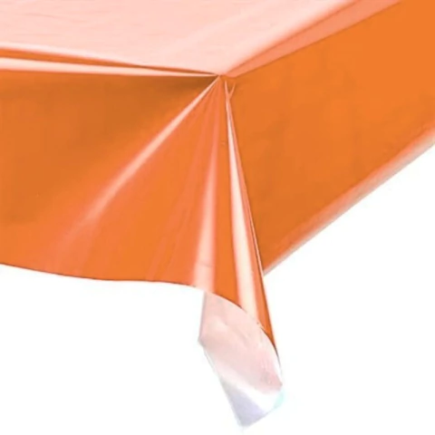 TOALHA PLÁSTICA DE MESA PEROLIZADA LARANJA 78CM X 78CM COM 4 UNIDADES