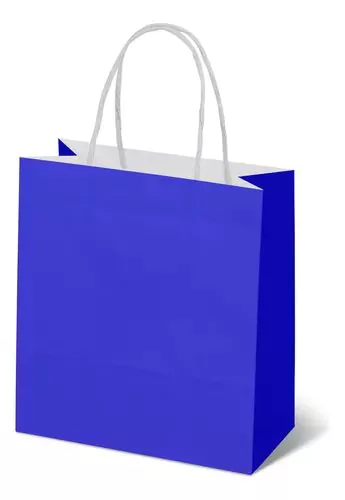 SACOLA DE PAPEL AZUL BIC 14CM X 08CM X 16CM PACOTE COM 10 UNIDADES