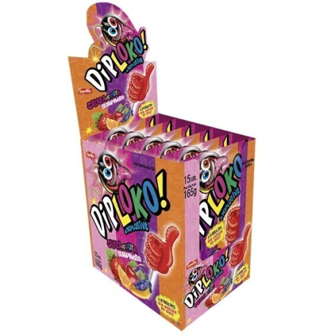 PIRULITO DIP LOKO BOOOM SALADA DE FRUTAS 01 CAIXA COM 15 UNIDADES DE 11GR