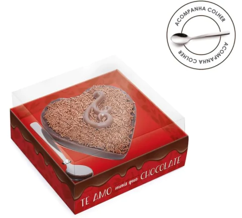 CAIXA CROMUS PARA OVO DE COLHER CORAÇÃO AMO CHOCOLATE 250GR