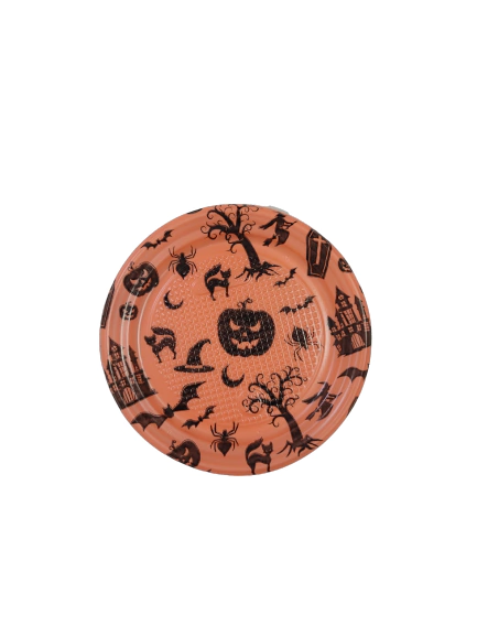 PRATO PLASTIK HALLOWEEN LARANJA 15CM COM 10 UNIDADES