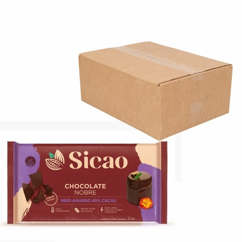 CHOCOLATE SICAO GOLD MEIO AMARGO 2,100KG CAIXA COM 5 UNIDADES