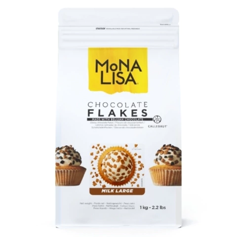 CHOCOLATE FLAKES AO LEITE 4MM MONALISA BARRY CALLEBAUT 1KG
