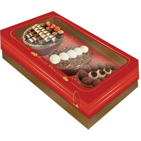 CAIXA FESTCOLOR PARA 3 OVOS PÁSCOA LUXO 3 EM 1 50GR/100GR/150GR 1 UNIDADE