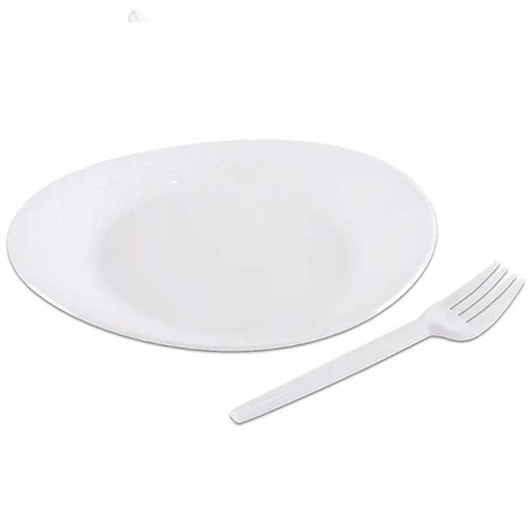 KIT PRATO E GARFO SOBREMESA BRANCO PRAFESTA C/10 UNIDADES