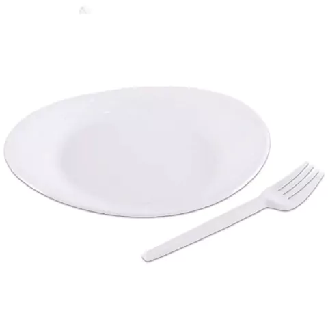 KIT PRATO E GARFO SOBREMESA BRANCO PRAFESTA C/10 UNIDADES