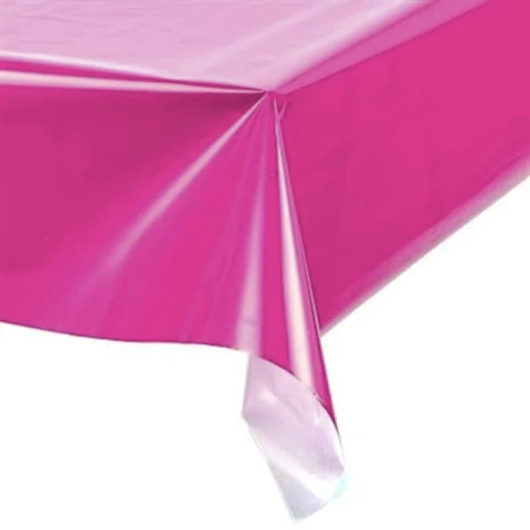TOALHA PLÁSTICA DE MESA PEROLIZADA PINK 78CM X 78CM COM 4 UNIDADES