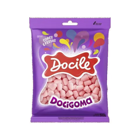 BALA DE GOMA DOCILE DOCIGOMA MINI SINO ROSA 500G