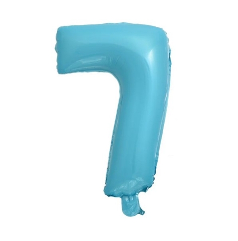 BALÃO METALIZADO BR NUMERO 7 AZUL CLARO 40CM