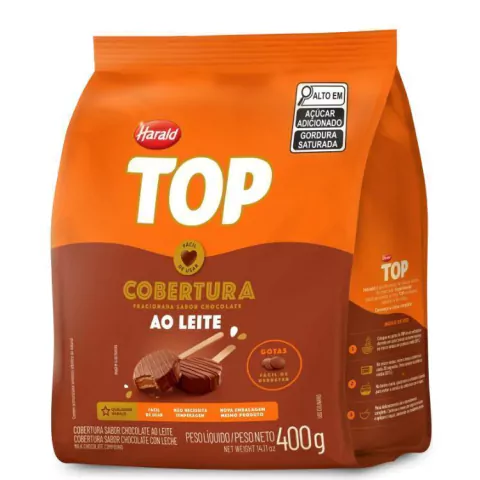 COBERTURA FRACIONADA HARALD TOP GOTAS AO LEITE 400GR