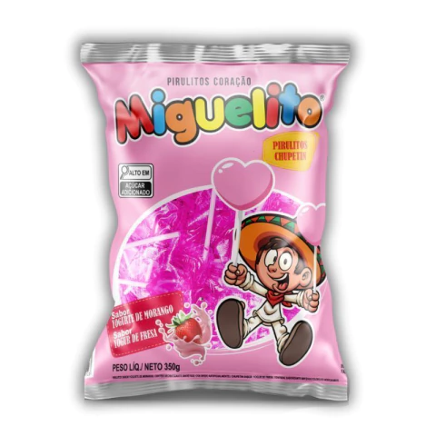 PIRULITO MIGUELITO MINI CORAÇÃO YOGURTE DE MORANGO 200GR