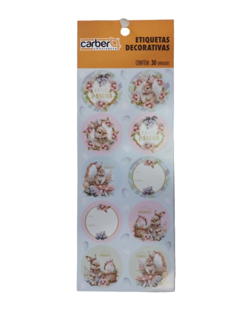 ETIQUETA DECORATIVA CARBER REDONDA PÉTALA COM 30 UNIDADES