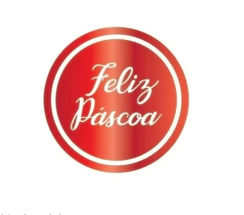 ETIQUETA DECORATIVA REDONDA CARBER FELIZ PÁSCOA VERMELHO COM 100 UNIDADES