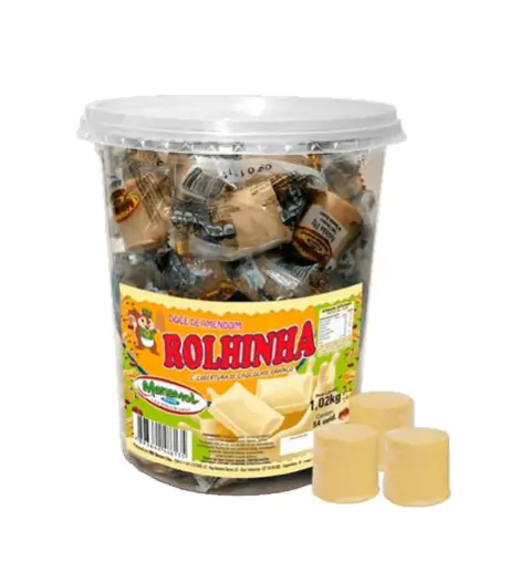 PAÇOCA ROLHA COM COBERTURA DE CHOCOLATE BRANCO MANAMEL COM 54 UNIDADES