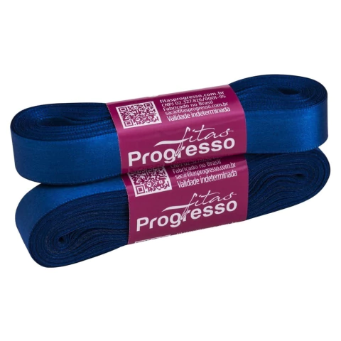 FITA DE CETIM PROGRESSO AZUL PAVÃO 15MM X 10 METROS
