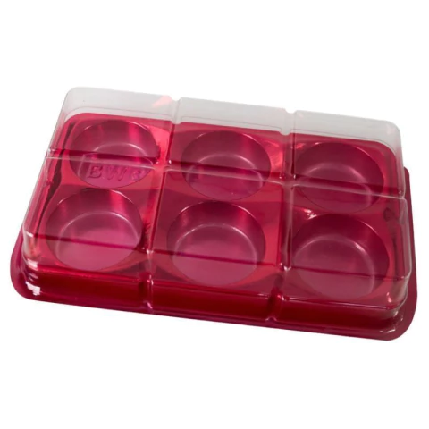 CAIXA BWB PARA TRUFAS E BOMBONS RETANGULAR VERMELHA COM 6 CAVIDADES