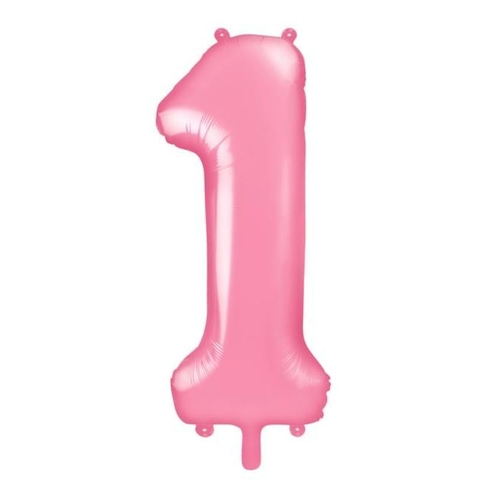 BALÃO METALIZADO BR NUMERO 1 ROSA CLARO 40CM