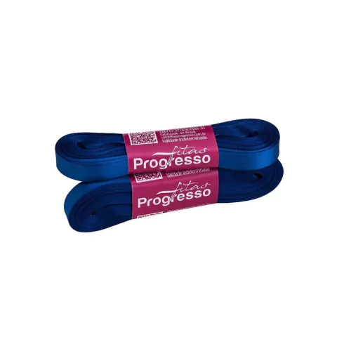 FITA DE CETIM PROGRESSO AZUL PAVÃO 7MM X 10 METROS