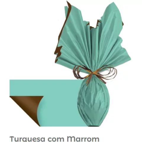 POLI CROMUS DOUBLE FACE AZUL TURQUESA / MARROM 69CM X 89CM COM 1 UNIDADE