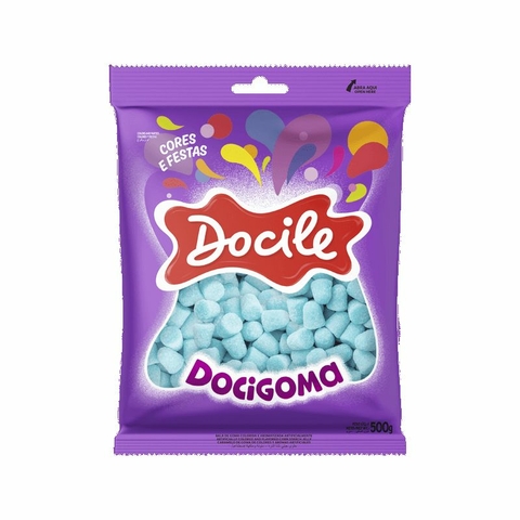 BALA DE GOMA DOCILE DOCIGOMA MINI SINO AZUL 500G