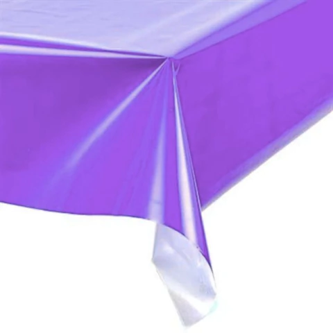 TOALHA PLÁSTICA DE MESA PEROLIZADA ROXO 78CM X 78CM COM 4 UNIDADES