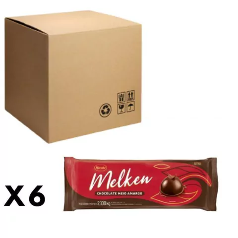 CHOCOLATE HARALD MELKEN MEIO AMARGO BARRA 2,100KG CAIXA COM 6 UNIDADES