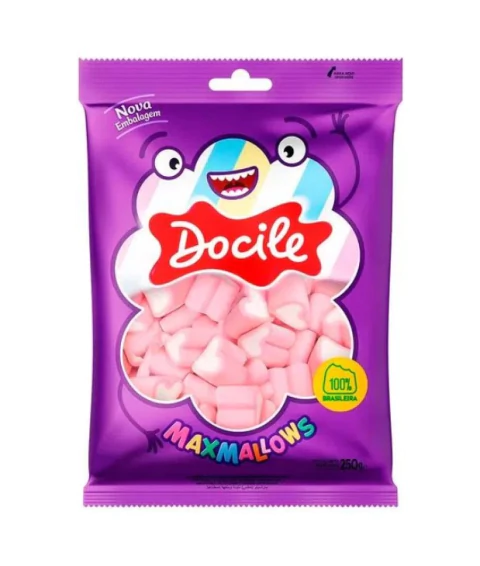 MARSHMALLOW DOCILE MORANGO CORAÇÃO 250G