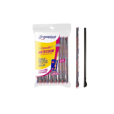 CANUDO STRAWPLAST COLHER PRETO SACHE 6MM 17,5CM COM 100 UNIDADES - comprar online