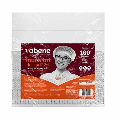 TOUCA VABENE DESCARTÁVEL BRANCA COM 100 UNIDADES
